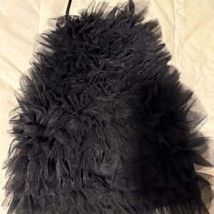Zara Black Ruffled Tulle Tank Top